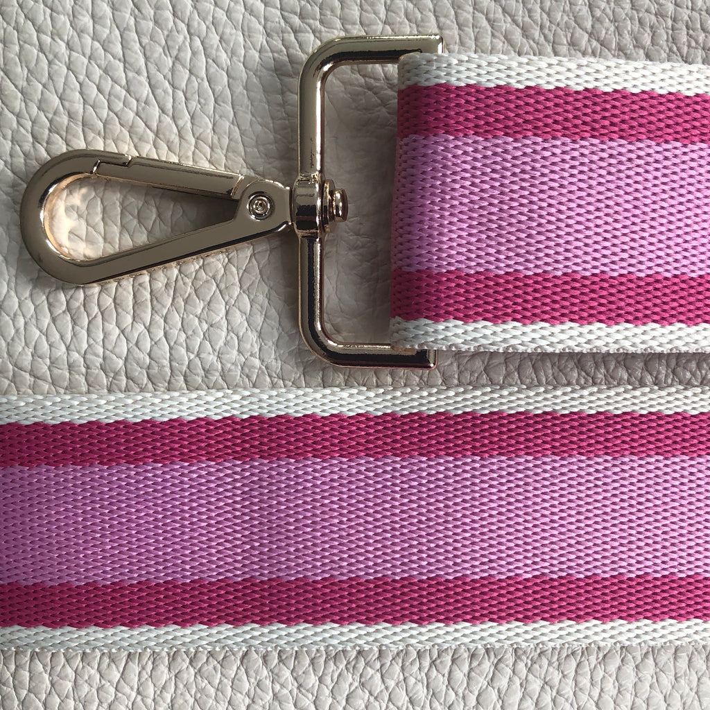 Interchangeable slim pink and cream fabric strap 