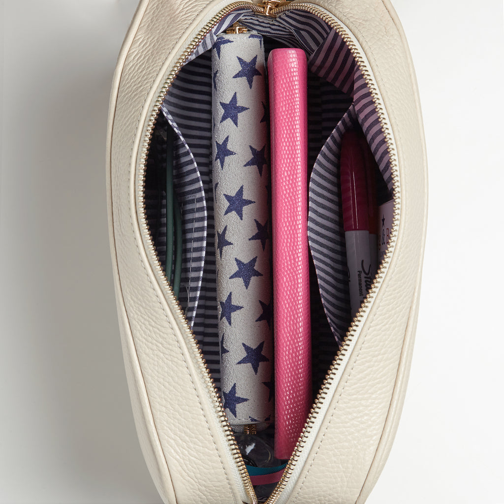 Interior of large crossbody bag 