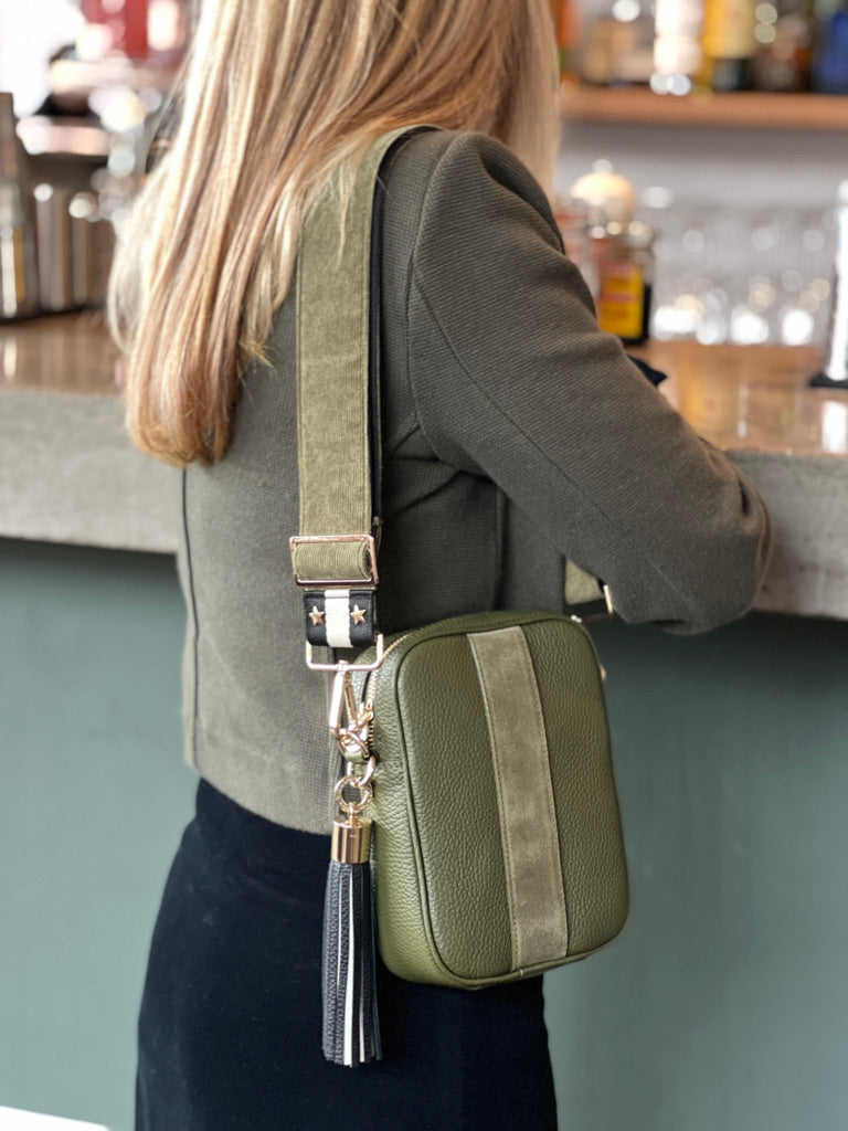 Olive Messenger with Changeable strap and Tassel 