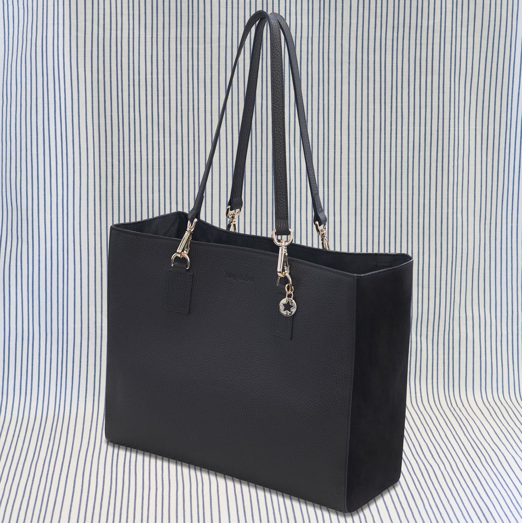 Black Leather Slouchy Tote