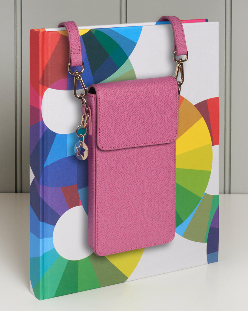 Small leather pink phone bag 