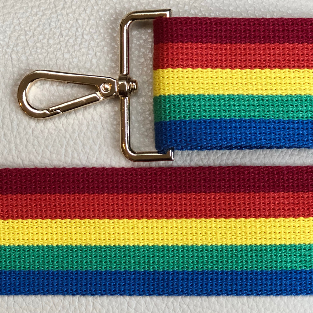 Rainbow striped interchangeable strap with gold hardware